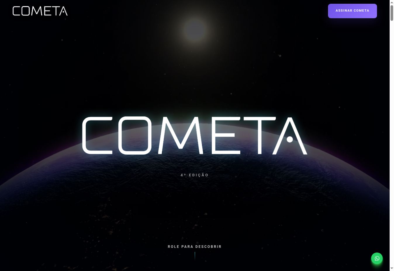 Página COMETA com horizonte cósmico