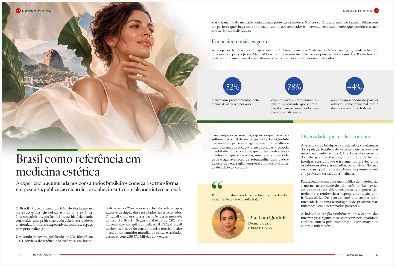 Páginas publicadas da Revista J sobre medicina estética no Brasil